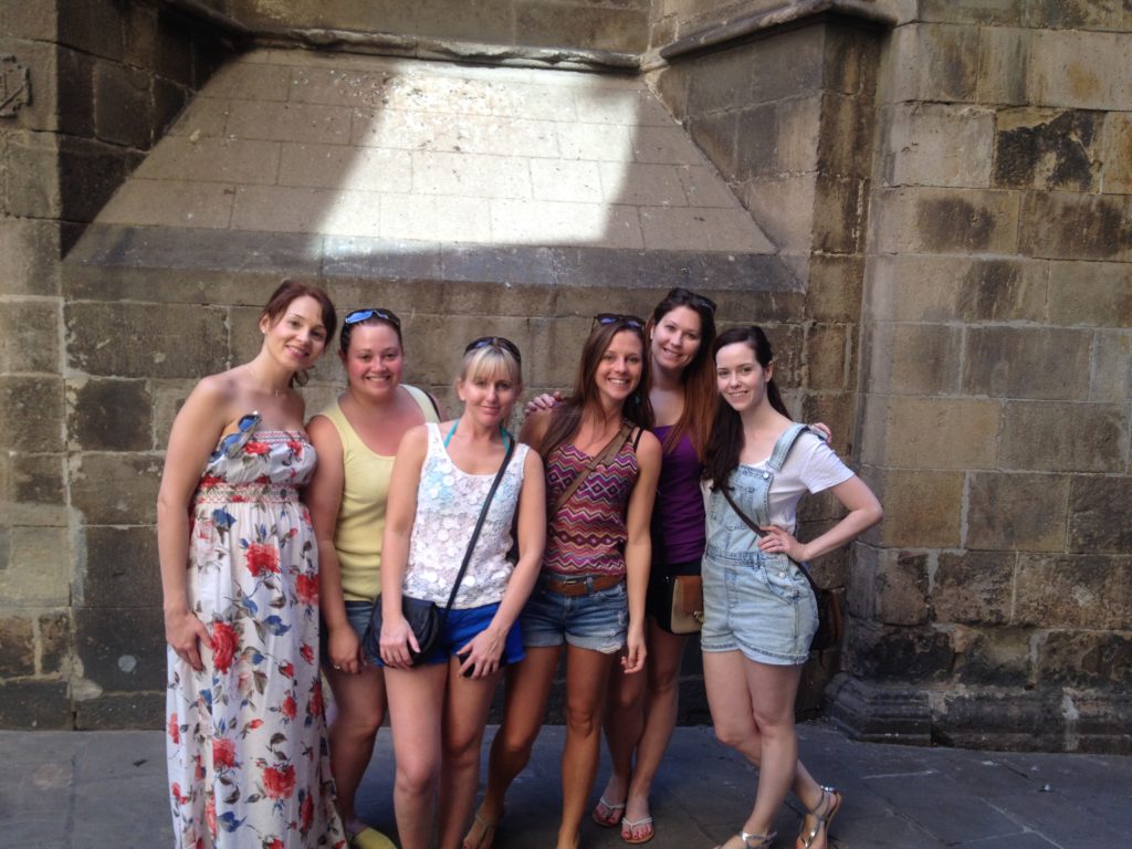 Nikki and her best friends in Barcelona