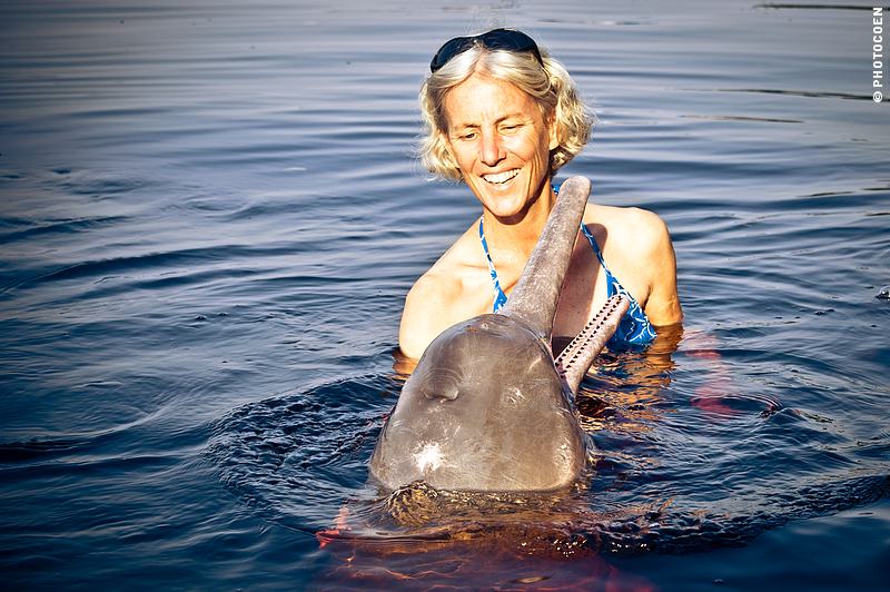 Karin-Marijke swimming with Dolphins in Brazil’s Amazon